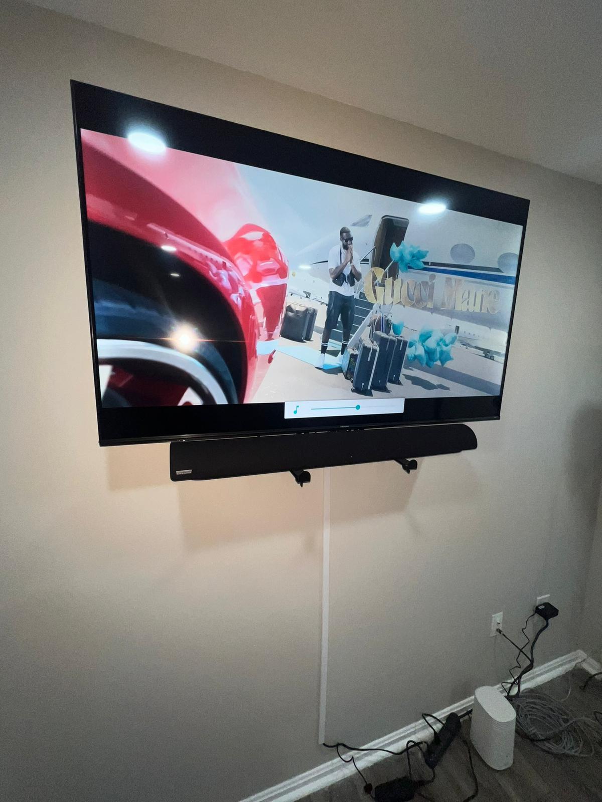 Tv mount installation, sound bar installation and cord concealment in Springfield va